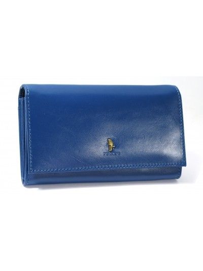 Damski portfel skórzany PUCCINI P-1706 duży niebieski